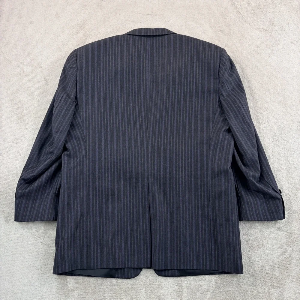 VTG Hickey Freeman Suit Men 44R Gray Striped Wool Pleated Pants 38x28 USA Made
